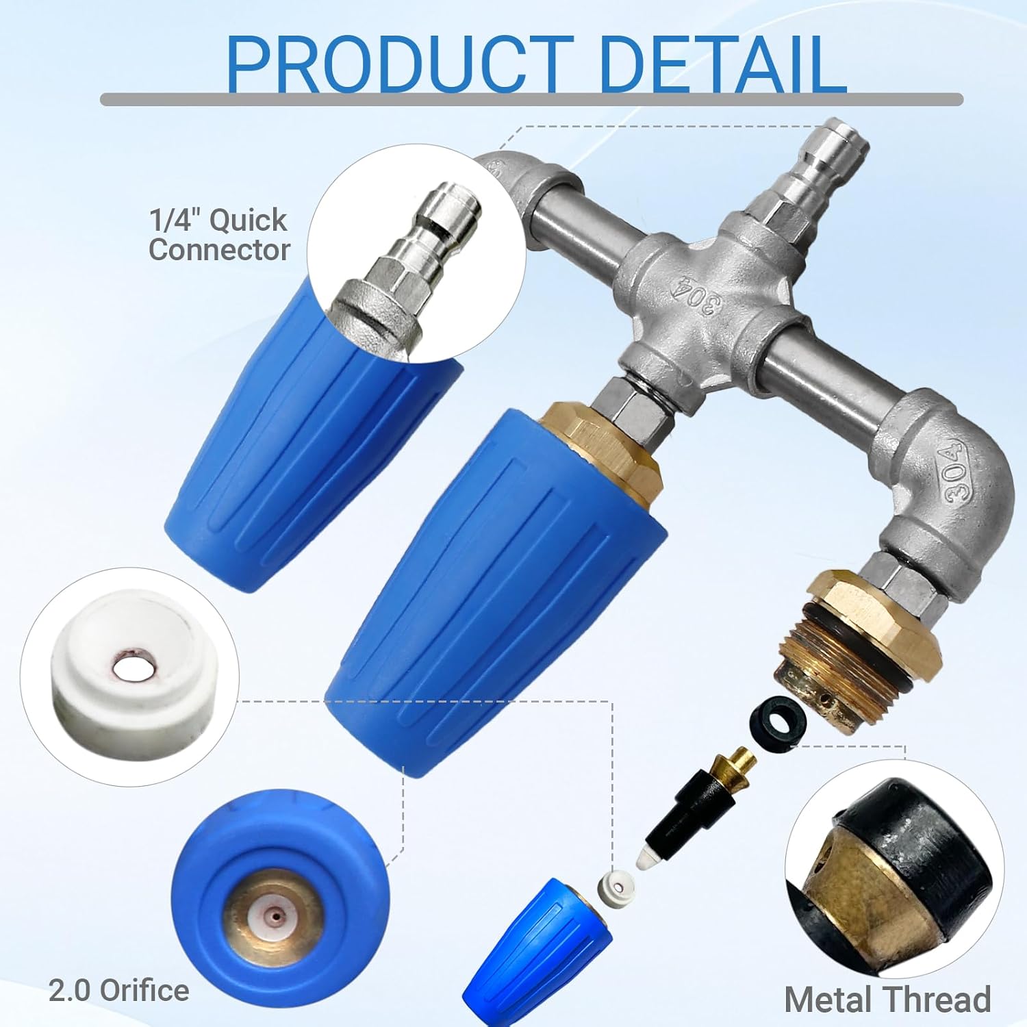 Gaidoh高圧洗浄ガン、交換延長ロッド、7つのノズル先端 高圧